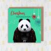 Christmas Pandamonium panda, animal in clothes Holidays, Xmas, festive card for friend, neighbour (Animalyser) (Size A6/A5/A4/Square 6x6") - A6: Single card