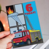 Fire engine, fire truck, fire fighters, firemen children's, child's, kid's any age birthday card, 5th, 6th, 7th, 8th, 9th (Size A6/A5/A4)