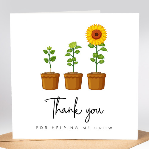 Thank For Helping Me Grow, Personalised Teacher Card
