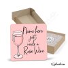 Rose Wine Hand Drawn Coaster - Home Bar - Birthday Gift. Secret Santa - Hand Drawn Rose Wine Coaster Personalised Drink Coasters - Single Coaster