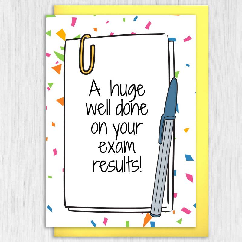 A huge well done on your exam results! Exams, GCSE, A-Level results congratulations, well done, graduation, college card (Size A6/A5/A4) - A6: Single card