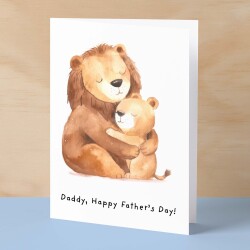 Father's Day Card For Daddy Cute Lion and Cub Illustration Father's Day Card For Dad Father's Day Gift From Child - Small (4x6) / Blank Message