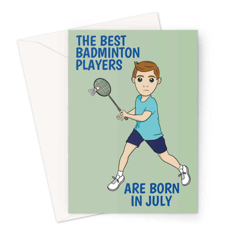 CC0859 - Badminton Greeting Card For A July Birthday Greeting Card - A5 Portrait - 1 Card