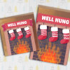 Well hung funny, rude Christmas card - A6: Single card