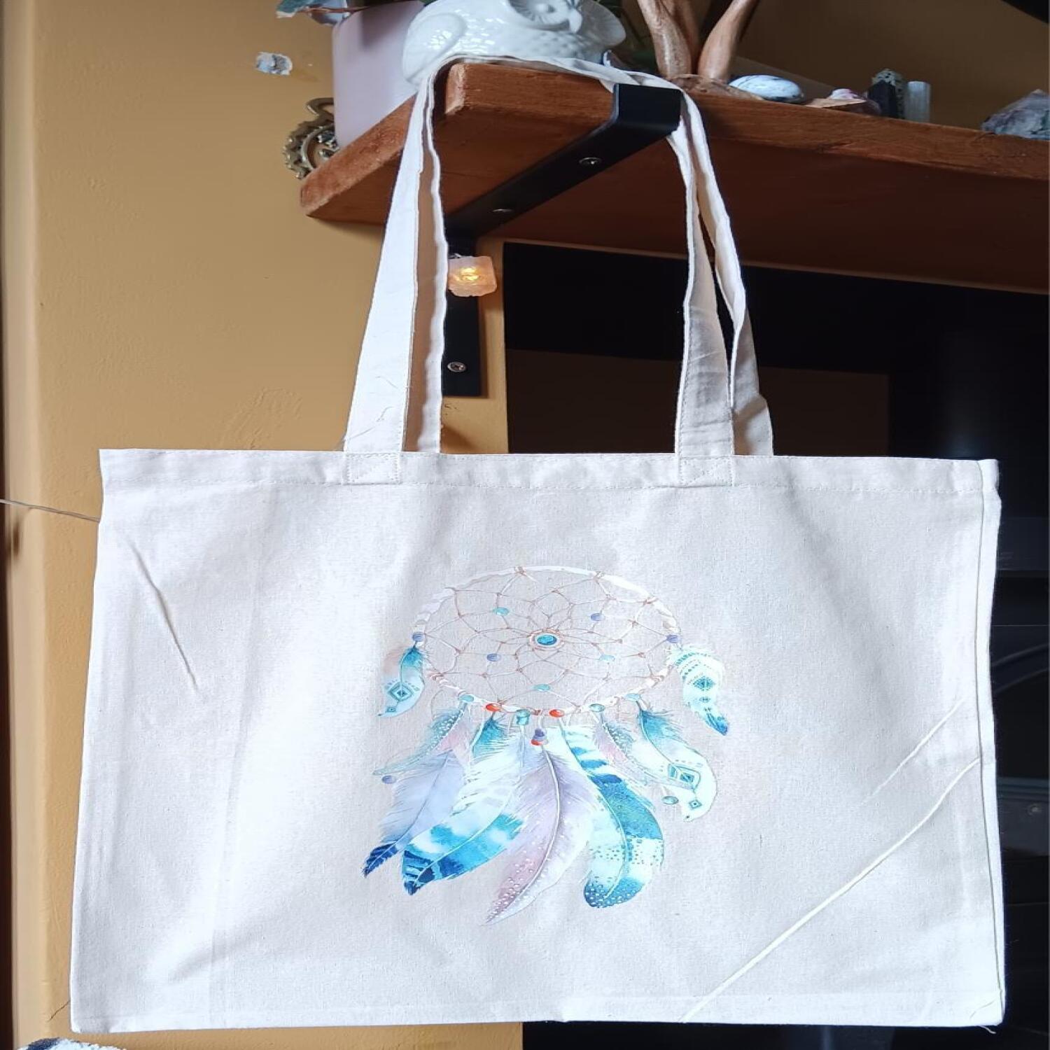 Blue Feather Mandala Bag