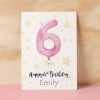 Personalised 6th Birthday Card For Girl Custom Name Card For Girl Sixth Birthday Card For Child Birthday Card for Girl Custom 6th Birthday - Small (4x6) / Blank Message