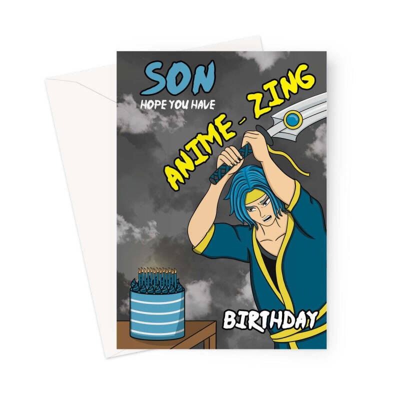 Son Anime Birthday Card - Swordmaster - A5 Portrait - 1 Card