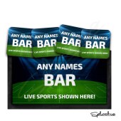 Personalised Bar Runner Mat, FOOTBALL BAR Custom Beer Mats & 4 x Drinks Coasters Gift Set Garden Bar Sets / Personalised Mats Home Bar