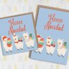 Fleece Navidad llama, alpaca Christmas, Holidays feliz navidad card for children, kids, child, grandchildren (Size A6/A5/A4/Square 6x6") - A6: Single card