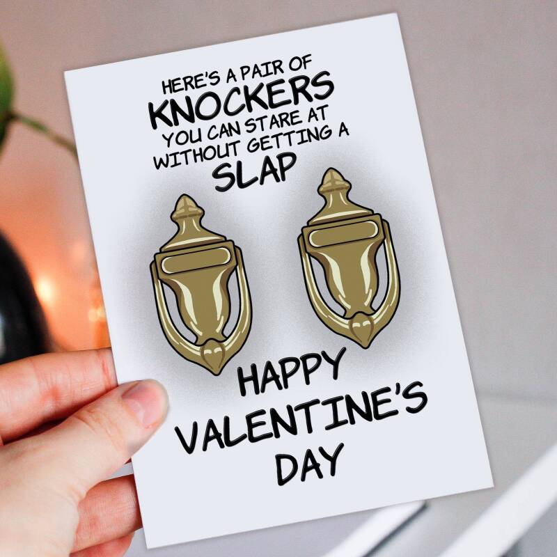 Here's a pair of knockers you can stare at without getting a slap funny, rude, breasts, boobs, tits, Valentines card (A6/A5/A4/Square 6x6") - A6: Single card