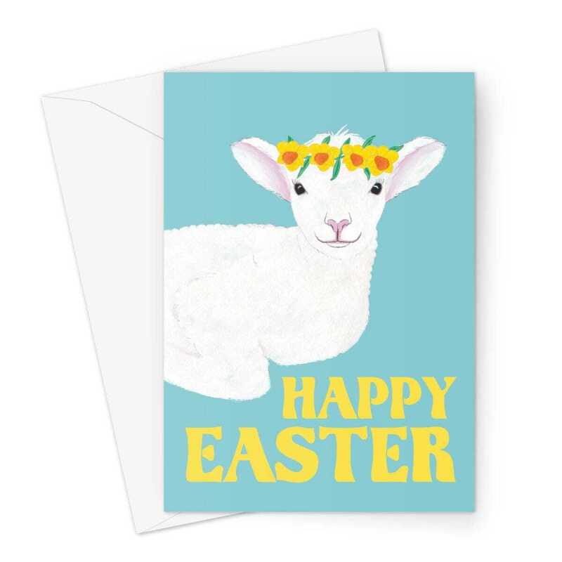 Cute Lamb Easter Card - A5 Portrait - 1 Card