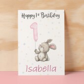 Personalised 1st, 2nd, 3rd, 4th, 5th Birthday Card for Daughter, Granddaughter, Niece, Goddaughter Girls Bunny Rabbit Card