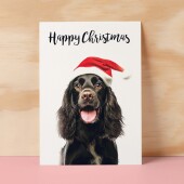 Christmas Card For Him or Her Christmas Card With A Dog Spaniel Dog Christmas Card For Anyone Friend or Relative Fun Christmas Card of a Dog