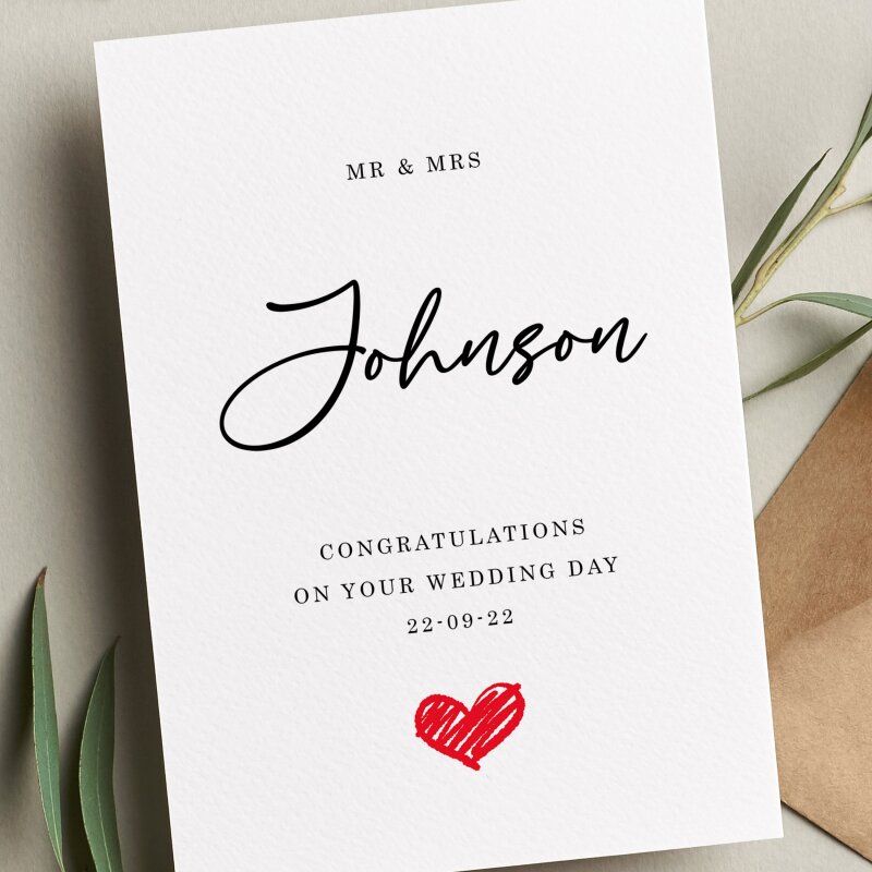 Wedding Card, Personalised Wedding Card, Mr and Mrs, Mr and Mr, Mrs and Mrs, Couple To Be Card, Wedding Card For Bride and Groom Wedding Day - A6 - 4.1″ x 5.8″ - Add a Message