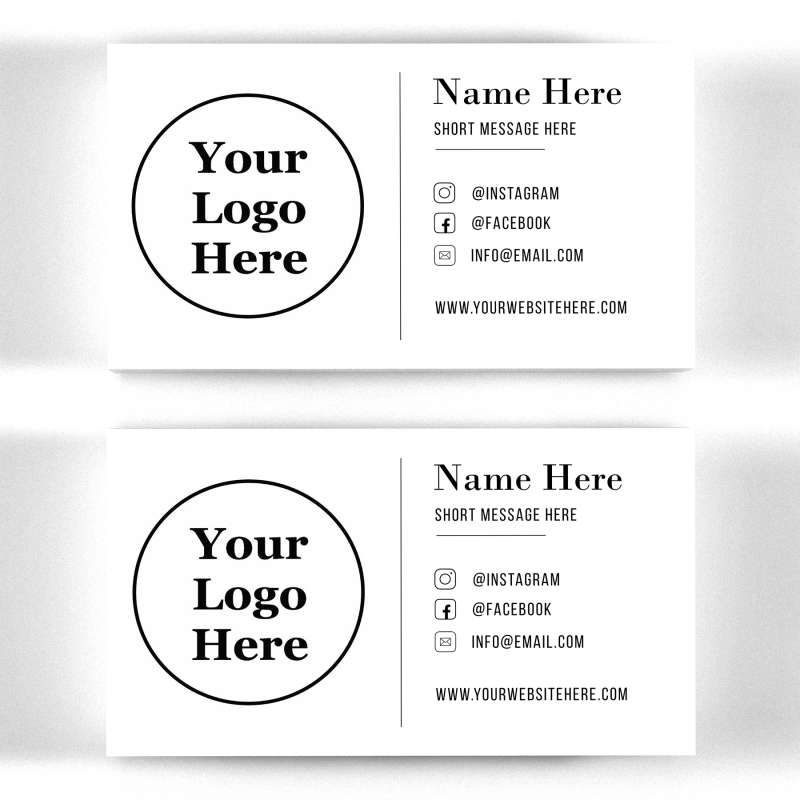 Custom Business Cards, designed and printed with your business logo, social media and information on. Quality Business Cards with Logo - Sample Card