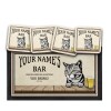 Personalised Cat Bar Runner Mat, Cat Sign & 4 x Drinks Coasters Gift Set Garden Bar Sets / Custom Beer Mats Home Bar, personalised bar mat - Set of 4 Coasters