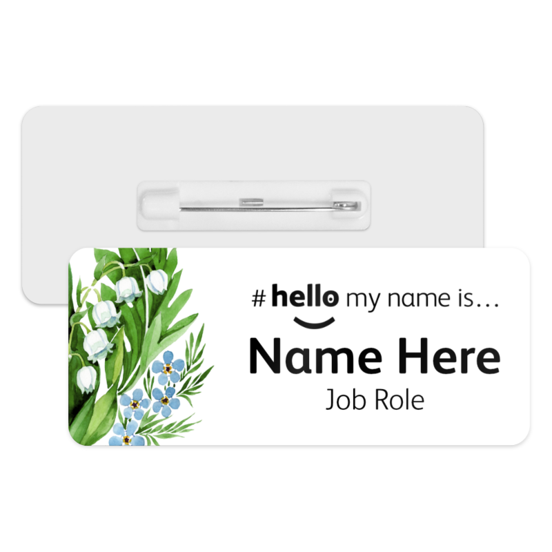 #hello my name is... Name Badge - Lily of the Valley & Forget Me Not Corner