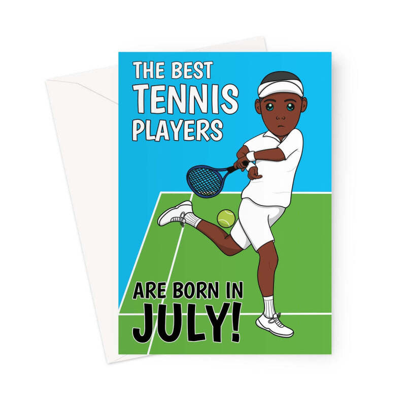 Male Tennis Player Birthday Card Born In July - A5 Portrait - 1 Card