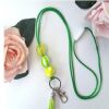 Green Beaded Lanyard, Beaded ID Holder, Teacher Lanyard, Medical ID Lanyard - Green