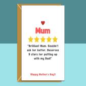 Funny Mother's Day Card - For Mum - Ideal Greetings Card for your Mum this Mothers Day