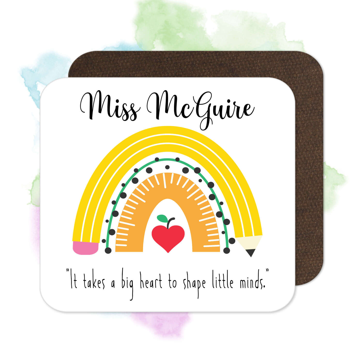 Personalised Teacher Coaster - It Takes A Big Heart To Shape Little Minds