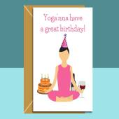 Funny Yoga Birthday Card - Can be personalised - Yoga'nna have a great birthday - For him or for her - ideal Yoga birthday card