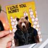 I love you honey bear in clothes anniversary card for wife, husband, girlfriend, boyfriend, partner (Animalyser) (Size A6/A5/A4/Square 6x6") - A6: Single card