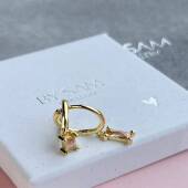 Gold huggies with Morganite colour gemstones