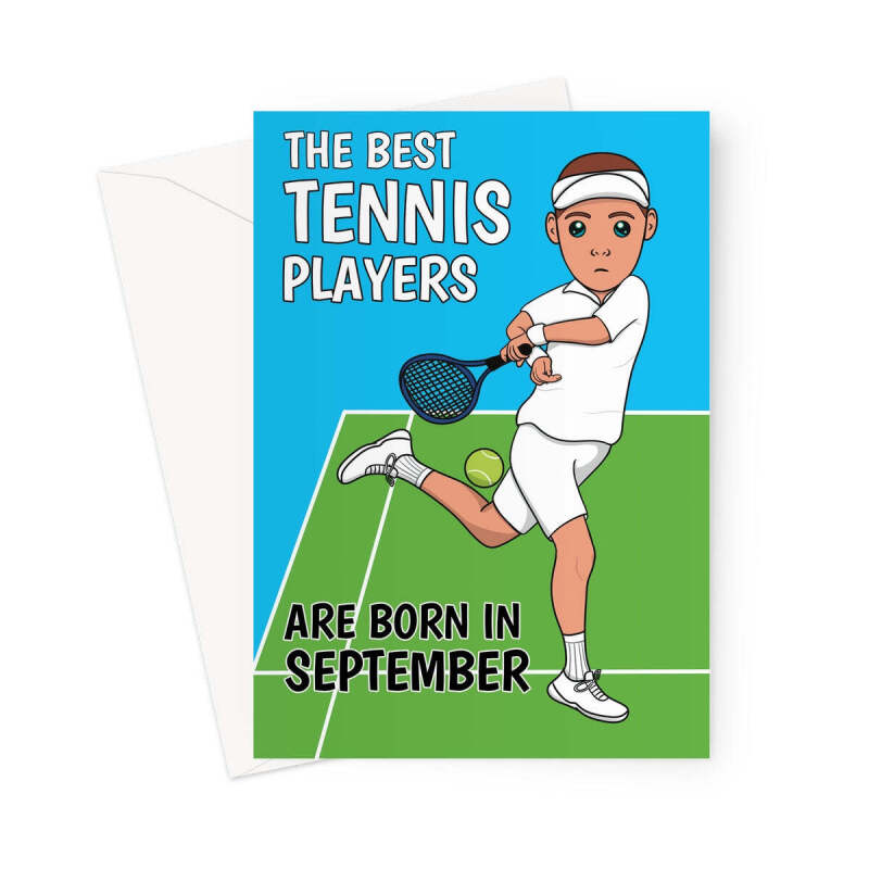 Mens Tennis Birthday Card - September - A5 Portrait - 1 Card