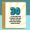 Funny 30th Birthday Card - Personalised inside if required - For Him or For Her, brother, sister, friend - Cheeky Card for 30 year old. - Blank inside - Regular - Matte