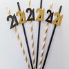 Glitter Age Birthday Straws (ANY AGE)Black & Gold Straws,Glitter Birthday Straws - Black & gold mix