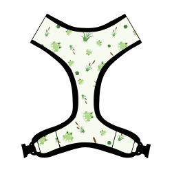 Green Frog & Lily Pad Print Dog/Puppy Adjustable Harness - Medium
