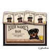 Personalised Dog Bar Runner Mat, Dog Sign & 4 x Drinks Coasters Gift Set Garden Bar Sets / Custom Beer Mats Home Bar, personalised bar mat - Set of 4 Coasters