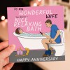 You deserve a nice relaxing bath funny wife, girlfriend, toilet humour anniversary card from husband, boyfriend (Size A6/A5/A4/Square 6x6") - A6: Single card - Girlfriend