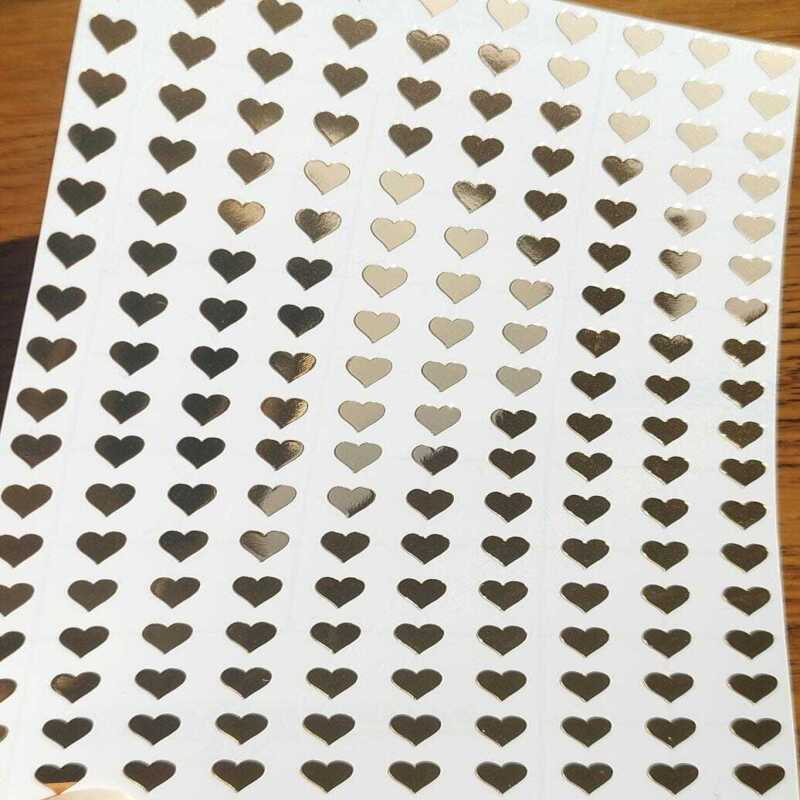 200 6mm Heart Stickers Gold, Silver, Holographic - Gold