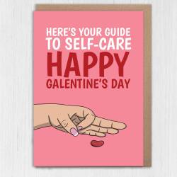 Here's your guide to self-care, Happy Galentine's Day, Valentines rude card for single friend, girl, female (Size A6/A5/A4/Square 6x6") - A6: Single card