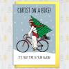 Christ on a Bike funny, rude, offensive, anti-religious, blasphemous Christmas, festive, holidays, Xmas card (Size A6/A5/A4/Square 6x6") - A6: Single card
