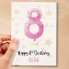 Personalised 8th Birthday Card For Girl Custom Name Card For Girl Eighth Birthday Card For Child Birthday Card for Girl Custom 8th Birthday - Small (4x6) / Blank Message