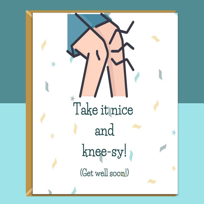 Funny Knee Operation  - Knee Surgery - Recovery Card - Knee Replacement - Get Well Soon Card - Can be personalised inside if required - Blank inside - Regular
