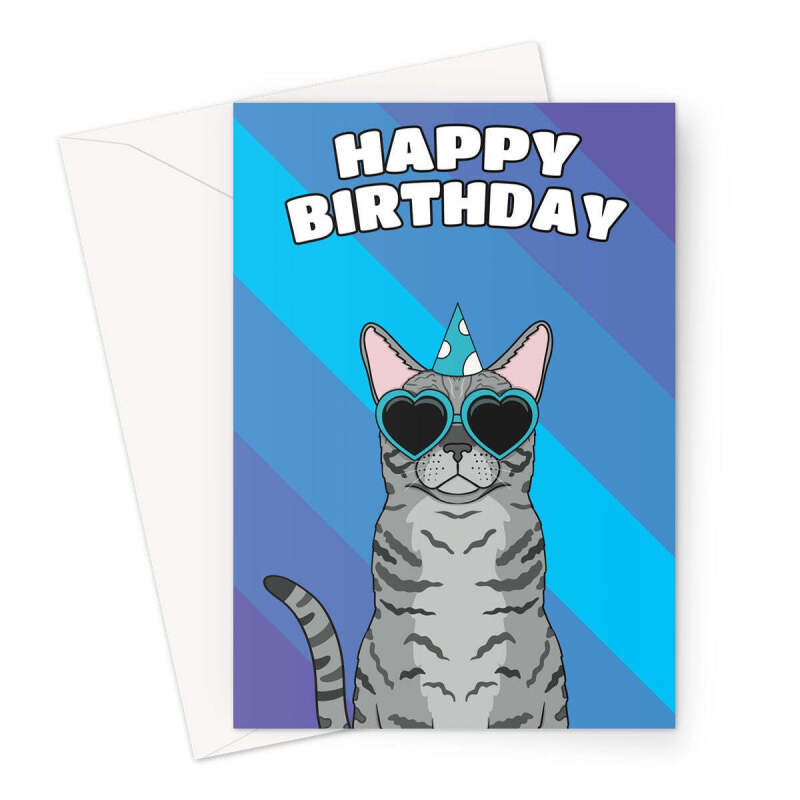 Egyptian Mau Cat Birthday Card - A5 Portrait - 1 Card