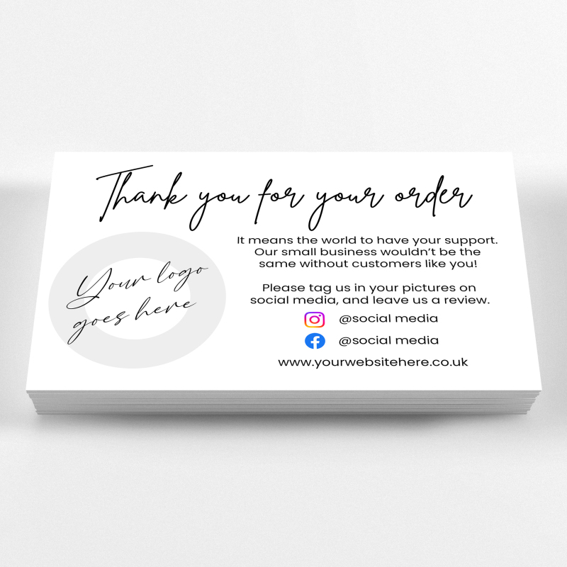 Thank You For Your Order Cards - Thank You Business Cards - Sample Card