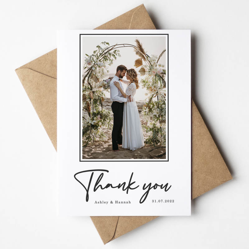 Personalised Photo Wedding Thank You Cards, Wedding Thank You Card Multipack, Modern Wedding Photo Thank You Card, Thank You With Envelopes - A6 - 4.1" x 5.8"