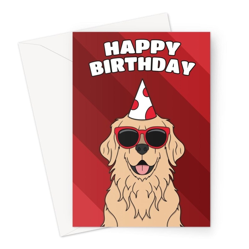 Golden Retriever Dog Birthday Card - A5 Portrait - 1 Card