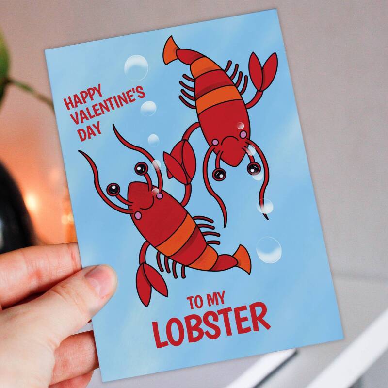 To my lobster funny, cute lobster cheesy Valentine's Day card for wife, husband, girlfriend, boyfriend, partner (Size A6/A5/A4/Square 6x6") - A6: Single card