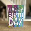 Rainbow paint splat, paint drips colourful, LGBTQ+, pride, gay, lesbian birthday card: Happy Birth Day (Size A6/A5/A4) - A6: Single card