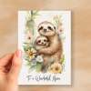 Birthday Card For Mum Card for Mothers Day Birthday Card For Her Birthday Gift For Mum Happy Birthday Card For Mum with Sloth Illustration - Small (4x6) / Blank Message