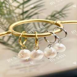 Pearl Hoop earrings - Silver