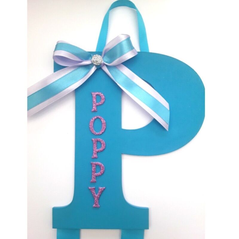 Personalised bow holder,Letter ribbon bow holder,Personalised clip holder - No bobble velcro clips