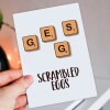 Scrambled eggs funny Easter card, mixed letter tiles for any age, adults and children (Size A6/A5/A4/Square 6x6") - A6: Single card