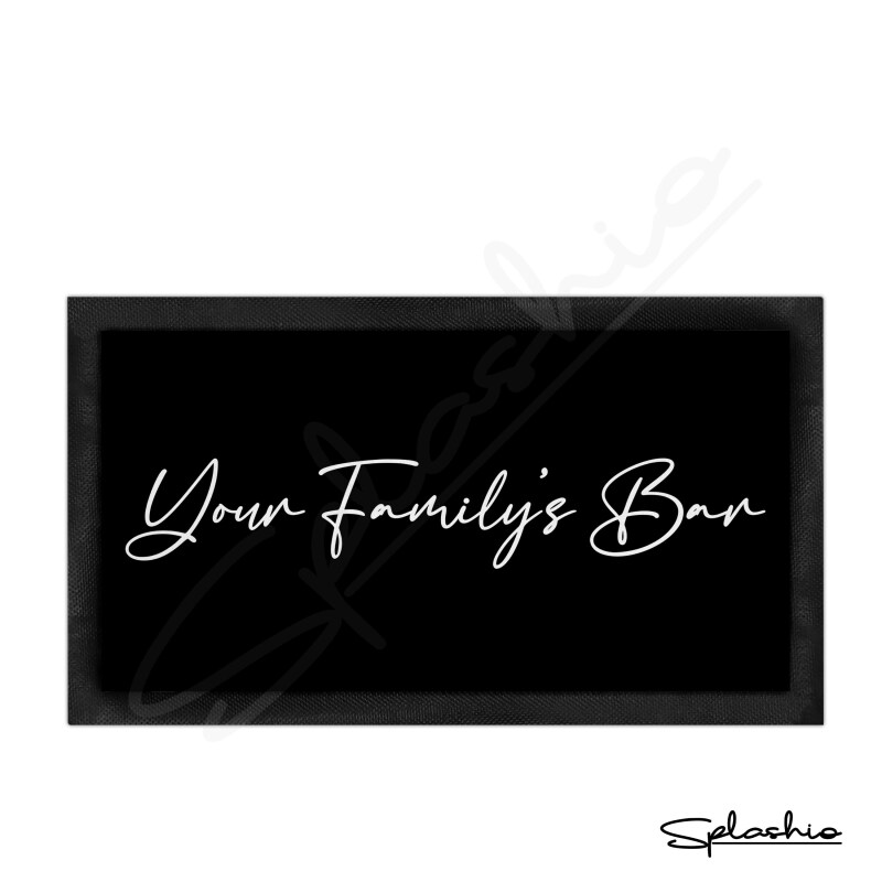 Personalised Bar Runner Mat, Custom Beer Mats & 4 x Drinks Coasters Gift Set Garden Bar Sets/ Personalised Mats Home Bar Family Name Bar Mat - Set of 4 Coasters